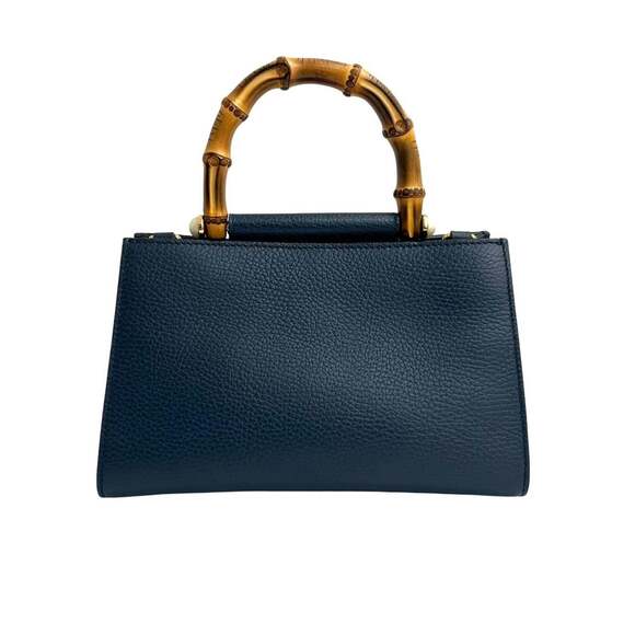 GUCCI Blue Leather Bamboo Shoulder Bag - Picture 3 of 10